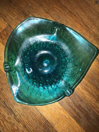 Vintage Murano Glass Blue Ashtray Or Candy Bowl Rare
