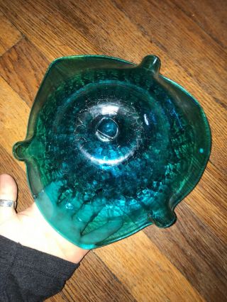 Vintage Murano Glass Blue Ashtray Or Candy Bowl RARE 2