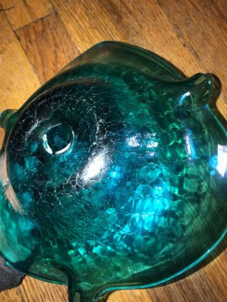Vintage Murano Glass Blue Ashtray Or Candy Bowl RARE 3