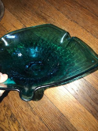 Vintage Murano Glass Blue Ashtray Or Candy Bowl RARE 5