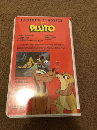 Disney - Cartoon Classics: Pluto Vol 2 VHS (White Clam Shell) Rare/HTF 3