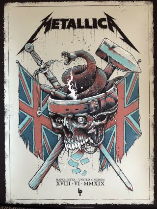 Metallica Rare Concert Poster Manchester Uk 2019 296/350