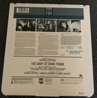 Vintage THE DIARY OF ANNE FRANK Movie CED Selectavision Video Disc RARE 2