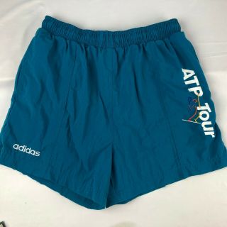 Rare Vtg 90s Adidas Atp Tour Tennis Lined Drawstring Large Shorts 1990s Blue