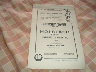 Grimsby Town Juniors V Holbeach Juniors 9/1/60 Lincs Int Challenge Cup Rare