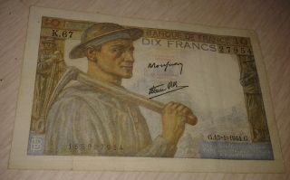 1944 Rare Banque De France 10 Dix Francs