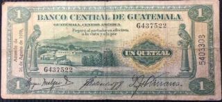 Guatemala 1 Quetzal 26 August 1938 P.  14b Exceptionally Rare