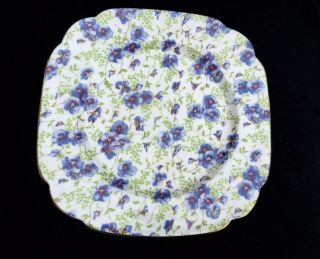 Royal Albert Bone China Blue Pansy Chintz Salad Plate Made In England (rare Find