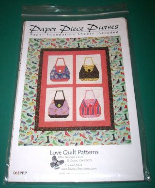 Rare Paper Piece Purses (paper Foundation Piecing) A Love Quilt Pattern 27x32
