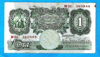 Rare 1st Period " M22 360949 " England B225 £1 B G Catterns 15.  7.  1930 Axf