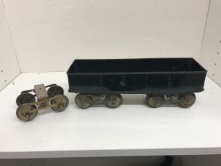 Rare Early Lionel 12 Standard Gauge Black Gondola With Extra Truck As Found