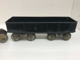 RARE EARLY LIONEL 12 STANDARD GAUGE BLACK GONDOLA WITH EXTRA TRUCK AS FOUND 2