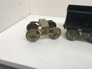 RARE EARLY LIONEL 12 STANDARD GAUGE BLACK GONDOLA WITH EXTRA TRUCK AS FOUND 3