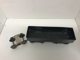 RARE EARLY LIONEL 12 STANDARD GAUGE BLACK GONDOLA WITH EXTRA TRUCK AS FOUND 4