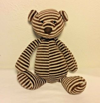 Rare Jellycat London Brown & Gray Striped Plush Bear Bon Bon 10 "