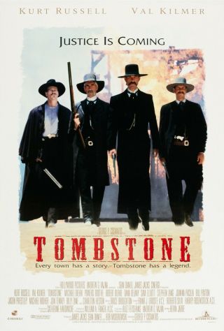 Tombstone Rolled 27x40 Us One Sheet Movie Poster 1993 Kurt Russell Rare