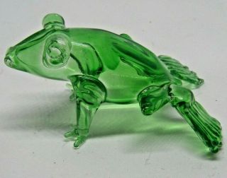 Look Incredible Very Rare Vintage Murano Glass Animal Green Frog Or Toad
