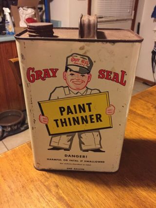Vintage Rare Gray Seal Paint Thinner Can