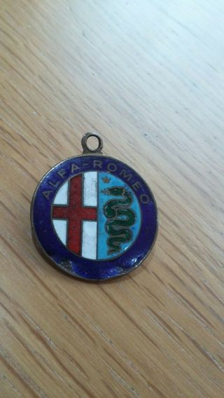 Rare Vintage Alfa Romeo Enamel Key Fob / Badge