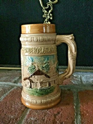 Very Rare Vintage Ponderosa Ranch Bonanza Ceramic Beer Stein 7”