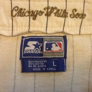 Rare Vintage 90s Starter Chicago White Sox Big Logo Pinstripe Jersey Mens L 5