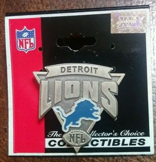 Nfl Detroit Lions Team Logo Football Chrome Silver Collectible Psg Pin Rare