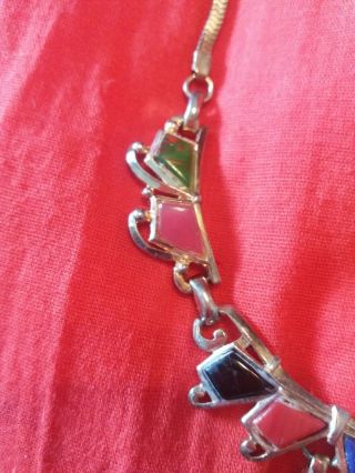 Vintage Barclay Multi Stone Cabochan Necklace 1940_1950 ' s Signed rare collector 5