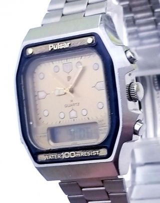 RARE,  UNIQUE Men ' s Vintage Analog - Digital Watch PULSAR Y652 - 5030 2