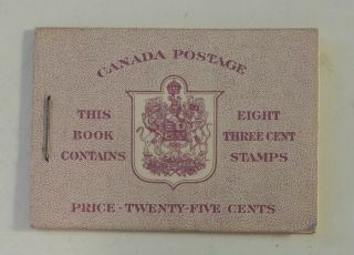 /rare Hrh King George Vi Canadian Stamp Booklet 3 Cents - Complete -