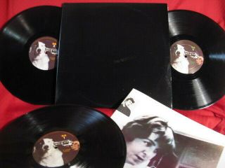 The Beatles Black Album 3 Record Set Poster Rare Dog Label Minus Scarce See