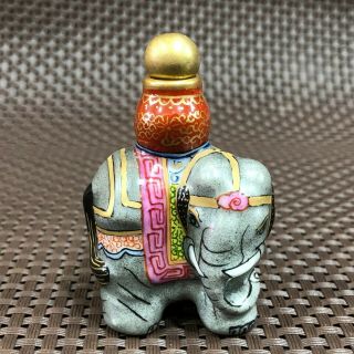 Chinese Antique Collectible Old Porcelain Handwork Elephant Rare Snuff Bottle