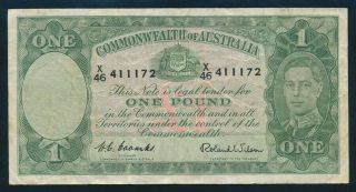 Australia: 1952 Kgvi £1 1 Pound Coombs - Wilson Rare Lucky No " 111 ".  Cat Vf $185,