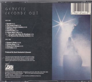Genesis - Seconds Out 2 CD 1990 ATLANTIC 9002 - 2 EARLY PRESS RARE 2