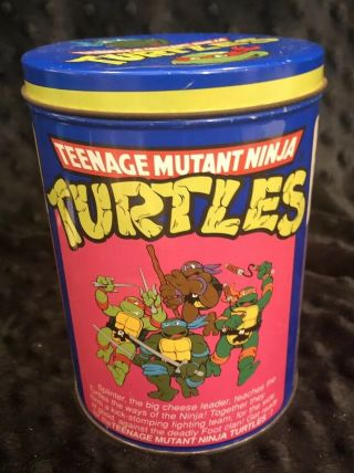 Rare Vintage 1990 Teenage Mutant Ninja Turtles Tin Metal Can Tmnt