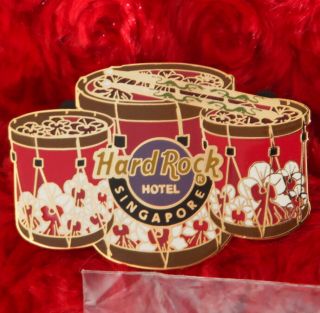 Hard Rock Cafe Pin Singapore Hotel Drums Orchid Flower Rare