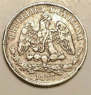 Mexico 1887 Zs Z 50 Centavos SECOND REPUBLIC Silver Coin Rare Scarce - 63,  000 2