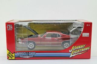 Rare Johnny Lightning 1969 Ford Mustang Mach 1 Red Die - Cast 1/24 Scale Model Nib