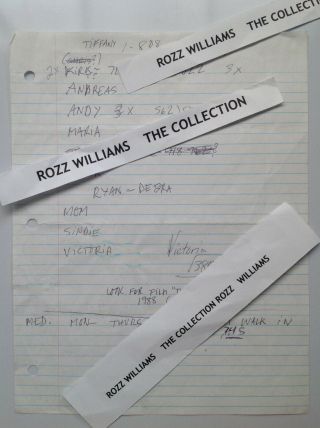 Rozz Williams Owned - Christian Death P.  E Rare Handwritten Reminder Notes