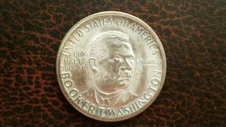 1946 - D 50c B.  T.  Washington Silver Com (unc Only 200k V/rare Frosty Ms, )