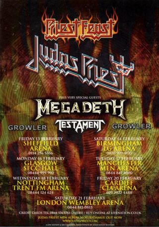 Judas Priest Meagadeth - 2009 Tour Flyer - Rare Live Concert Music Promo