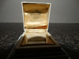 RARE Vintage 1940 ' s ART DECO BLUE CELLULOID RING BOX Iglow Jewelers of Chicago 3