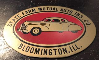 VERY RARE 1940 ' s STATE FARM MUTUAL AUTO INSURANCE COMPANY LICENSE PLATE TOP 2