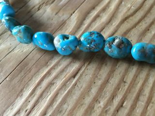 RARE VINTAGE NAVAJO Kingman Turquoise Nugget Necklace 1.  5 oz 19.  5 