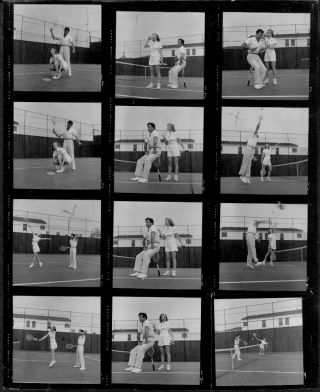 Gilbert Roland Evelyn Keyes Rare Vintage Contact Sheet Playing Tennis