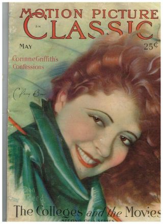 Rare May 1929 Motion Picture Classic With Color Cover Of Clara Bow By Don Reed