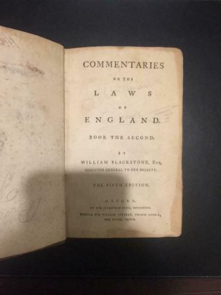 Rare 1773 William Blackstone Commentaries On Laws Of England Oxford 5th Edition