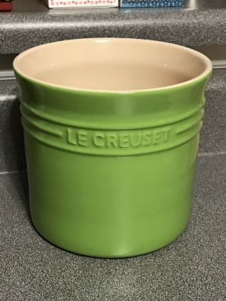 Rare - Le Creuset Stoneware Large 2 - 3/4 - Quart Utensil Crock Kitchen Kiwi Green