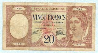 Hebrides 20 Francs 1941 P6 Rare