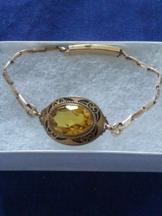 Vintage Rare Kestenmade 1/20 12k Gold Filled Adjustable Bracelet W/unknown Stone