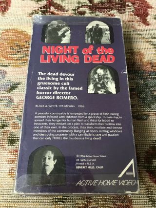 Night Of The Living Dead VHS horror rare zombies George Romero Active 2